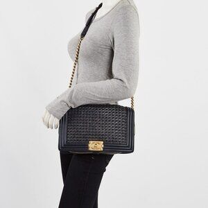 Chanel Blue Quilted Sheepskin Leather New Medium Boy Bag
